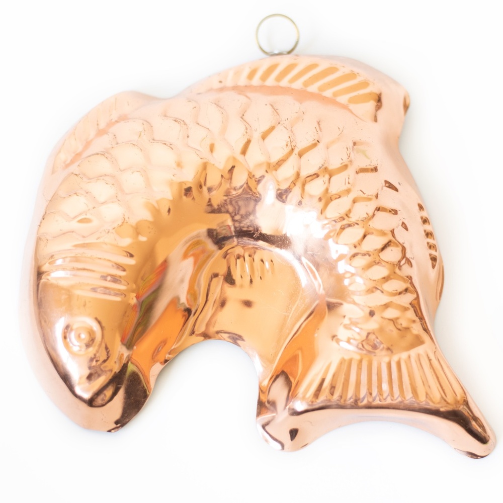 Vintage Copper Mold Leaping Fish Kitchen Decor